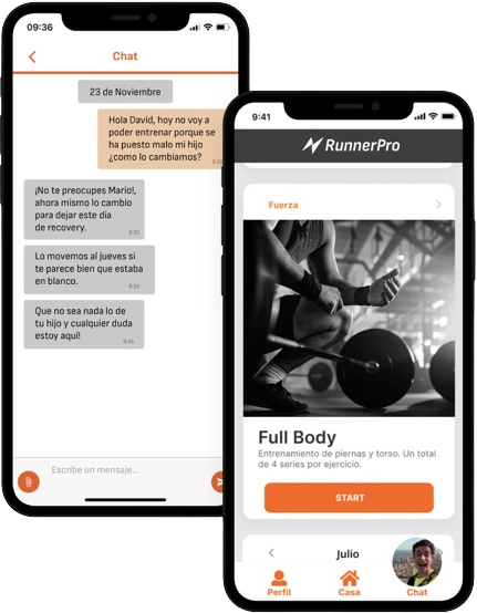 Schermata dell'applicazione di chat e della homepage